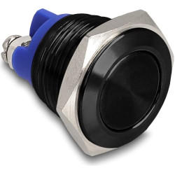 Delock Push Button for Installation 16 mm 2 x Screw Terminal actuator flat anodised aluminium momentary
