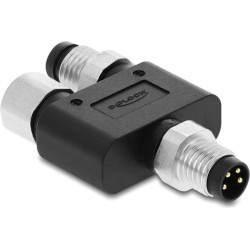Delock M8 Y-Splitter A-coded 4 pin 1 x male to 1 x male and 1 x female