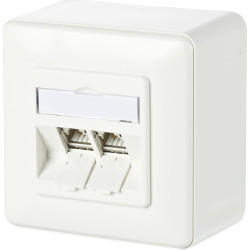 Metz Connect C6Amodul 2 Port 180° AP-Dose, reinweiß RAL9010