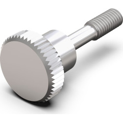 Schroff Collar Screw, Knurled Head Short, M2.5 x 12.3 mm, Brass Nickel Plated, 100 pieces