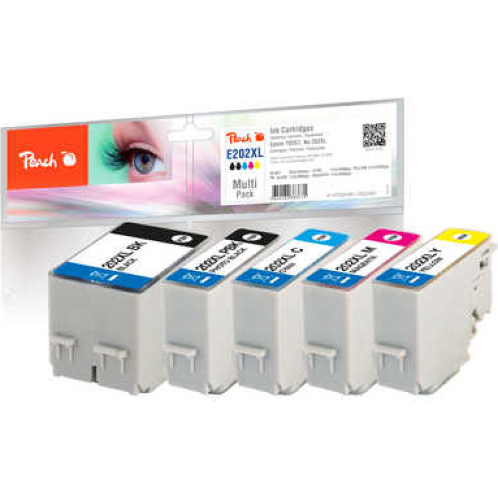 Peach 320402 tintes kārtridžs 5 pcs Saderība Augsta (XL) produktivitāte Melns, Koraļļkrāsas, Fuksīns, Foto melns, Dzeltens