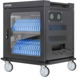 Manhattan 180948 portatīvo ierīču vadības ratiņi un skapis Portatīvās ierīces pārvaldības ratiņi Melns