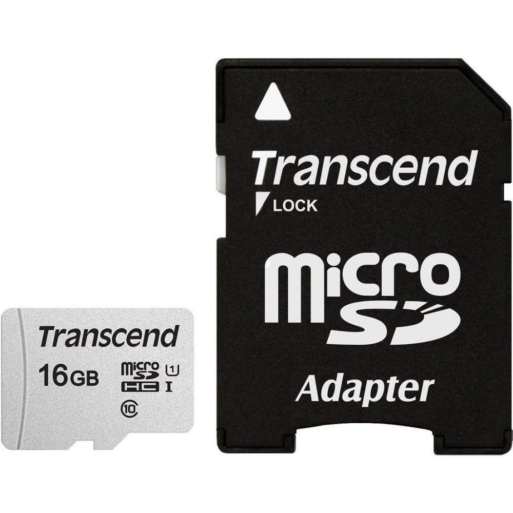 SD microSD Card  16GB Transcend SDHC USD300S-A w/Adapter