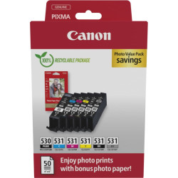 Canon PGI-530/CLI-531 PVP tintes kārtridžs 6 pcs Oriģināls Melns, Tirkīzzils, Pelēks, Fuksīns, Foto melns, Dzeltens