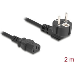Delock PC power cord earthed plug CEE 7/7 90° angled to C13 female, 2 m, 3 x 0.75 mm² black