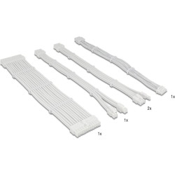 Delock PSU Extension Cable Set 30 cm 5 pieces sleeved with cable combs (1 x 24 pin ATX, 1 x 12 + 4 pin 12VHPWR PCIe 5.0, 1 x 4 + 4 pin EPS, 2 x 6 + 2 pin PCIe) white