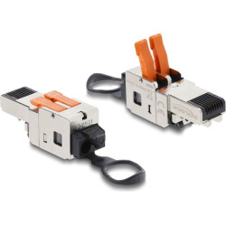 Delock RJ45 plug with clamp lock 2 pin +/- tool-free - composite power connector