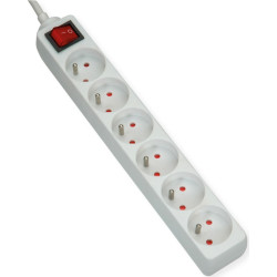 Value Power Strip, 6-way UTE, with Switch, white, 1.5 m