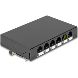 Delock Blank Panel 6 port for Keystone RJ-modules black - for mounting on a table, wall or DIN rail