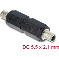 Delock DC Barrel Jack Adapter DC 5.5 x 2.1 mm female to female with thread straight
