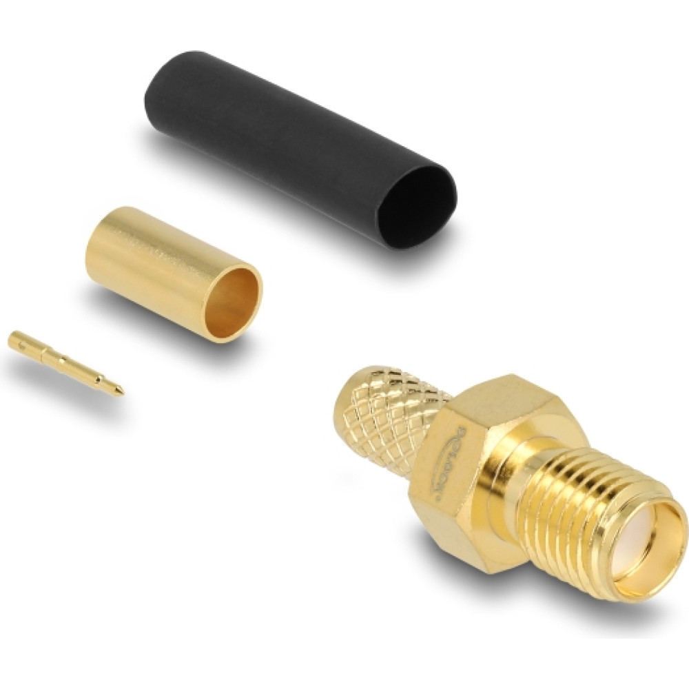 Delock RP-SMA jack for crimping LMR200 with matching shrink tube