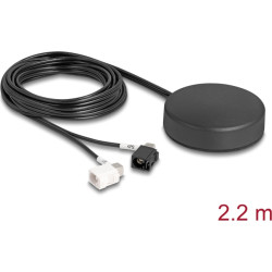 Delock 4G GNSS Antenna 1 x FAKRA A + 1 x FAKRA B jack 2 dBi / 28 dB 2.2 m RG-174 omnidirectional roof mount black outdoor