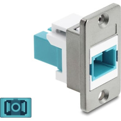 Delock Panel Mount SC Simplex female to SC Simplex female silver / aqua / white