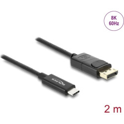 Delock Coaxial USB Type-C™ to DisplayPort cable (DP Alt Mode) 4K 60 Hz with braided coating 2 m