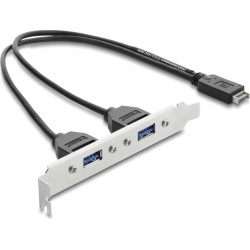 Delock USB Type-E Key A male to 2 x USB 5 Gbps Type-A female with slot bracket connection cable 35.5 cm