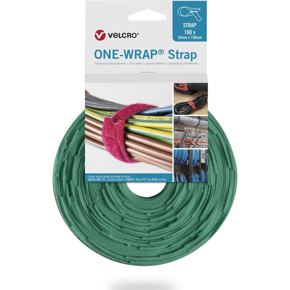 Velcro &reg; One Wrap&reg; Strap 20mm x 330mm, 100 St&uuml;ck, gr&uuml;n