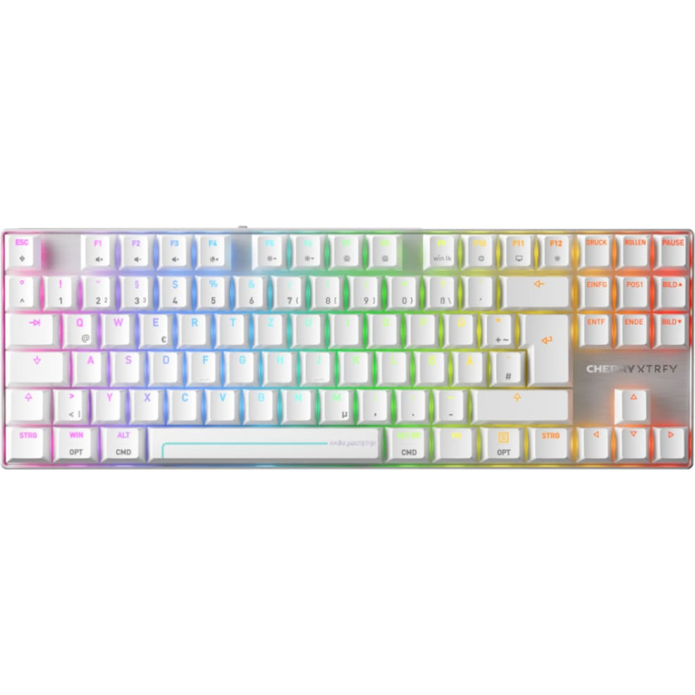 Cherry MX 8.2 Pro TMR Wireless tastatūra Speļu USB + RF Wireless + Bluetooth QWERTZ Vācu Sudrabs, Balts