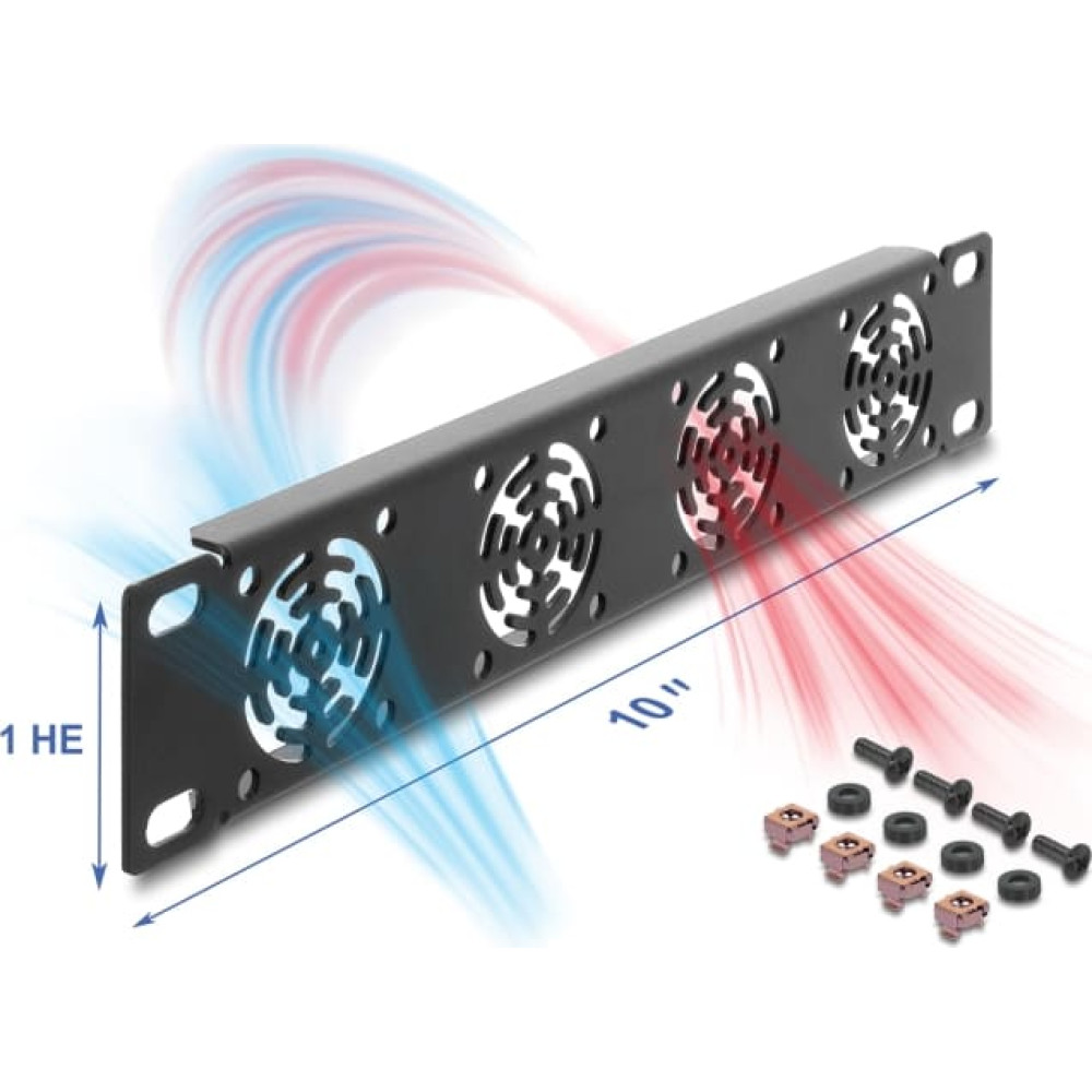 Delock 10&Prime; 1U Rack Cover for 4 fans 40 x 40 mm dark grey