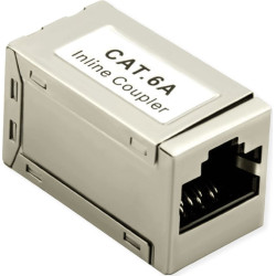 Roline RJ-45 Mini Inline Coupler, Cat.6A (Class EA), shielded, silver