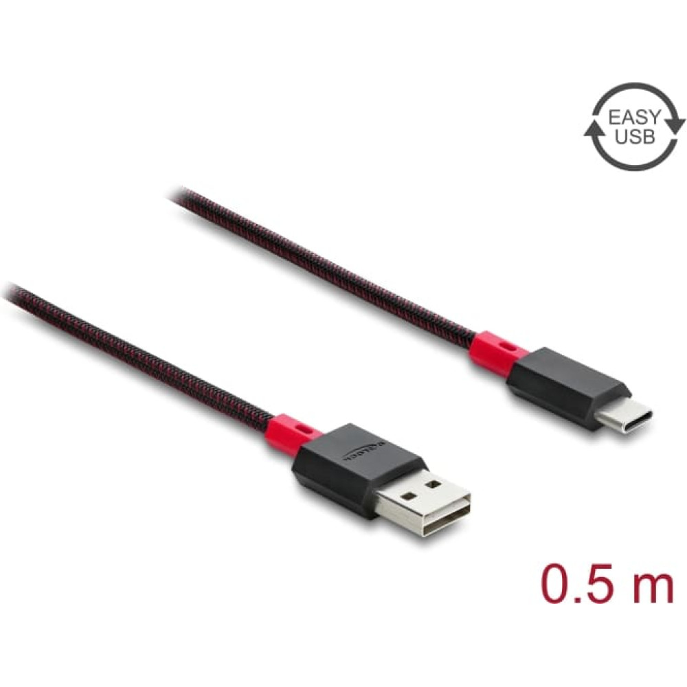 Delock EASY-USB 2.0 Cable Type-A male to USB Type-C&trade; male 0.5 m black