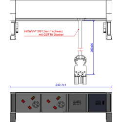 Bachmann DESK2 2xUK 1xUSB C 30W, 0.2m GST18 RAL9005 United Kingdom