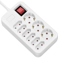 Roline Steckdosenleiste 9-fach mit Schalter, 3x CEE 7/3 (Schutzkontakt) + 6x CEE 7/16 (Eurobuchse), wei&szlig;, 3 m