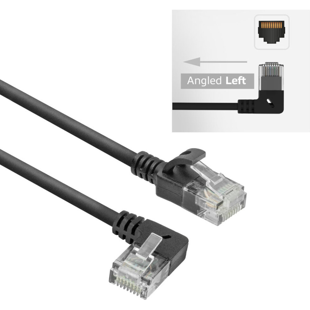 ACT CAT6A U/UTP SLIM L-ANG BK 2.0M