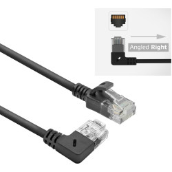 ACT CAT6A U/UTP SLIM R-ANG BK 5.0M