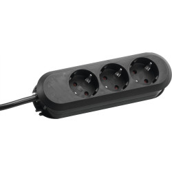 Bachmann SMART socket strip 3x earthing contact, black, 1.5 m