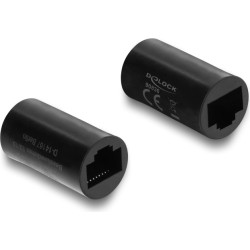 Delock Network Cable Connector RJ45 coupler jack to jack Cat.6, cylindrical shape, black