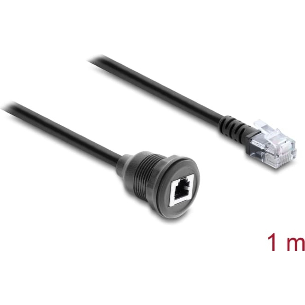 Delock Cable RJ12 plug to RJ12 jack for installation 1 m black
