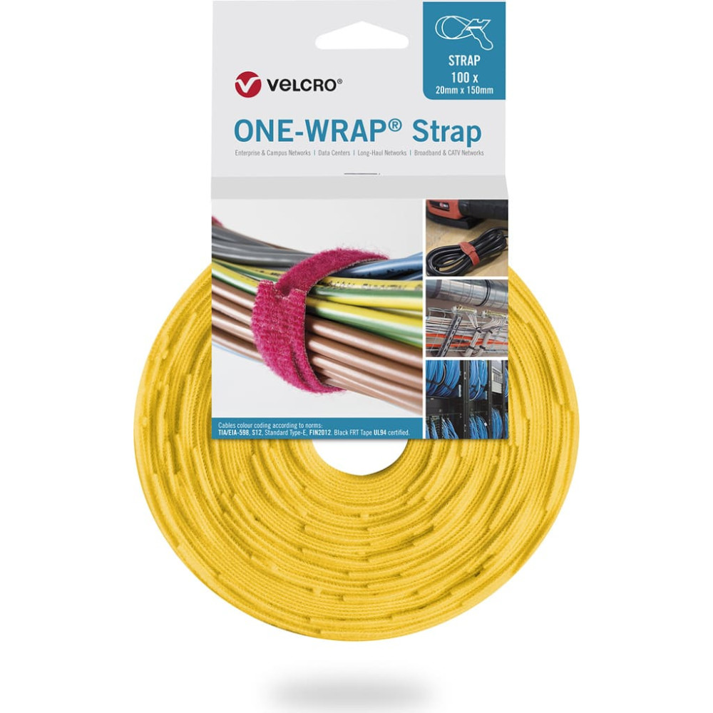 Velcro &reg; One Wrap&reg; Strap 20mm x 150mm, 100 St&uuml;ck, gelb