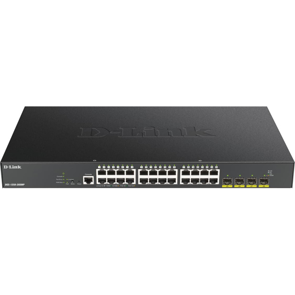 D-Link DGS-1250-28XMP Vadīts L3 Gigabit Ethernet (10/100/1000) Power over Ethernet (PoE) Melns