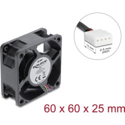 Delock Axial Fan 48 V DC, 60 x 60 x 25 mm with 4 pin PWM fan connector female black