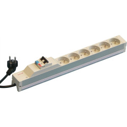 Schroff Socket Strip, UTE, 6 Sockets, 19", With Fault Current Protection and Over-Current Protection