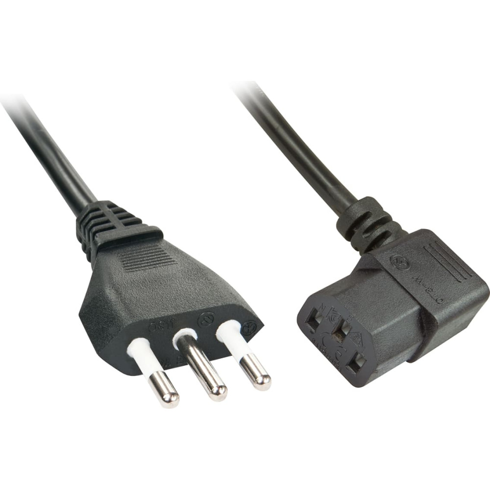 Lindy IEC Mains lead (Italian), angled, 2m