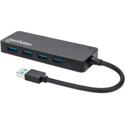 Manhattan 164900 interfeisa centrmezgls USB 3.2 Gen 1 (3.1 Gen 1) Type-A 5000 Mbit/s Melns