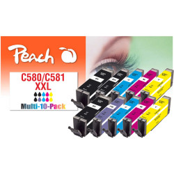 Peach PI100-437 tintes kārtridžs 10 pcs Saderība Ekstra (Super) augsta produktivitāte Melns, Tirkīzzils, Fuksīns, Fotokārtridžs (zils), Dzeltens