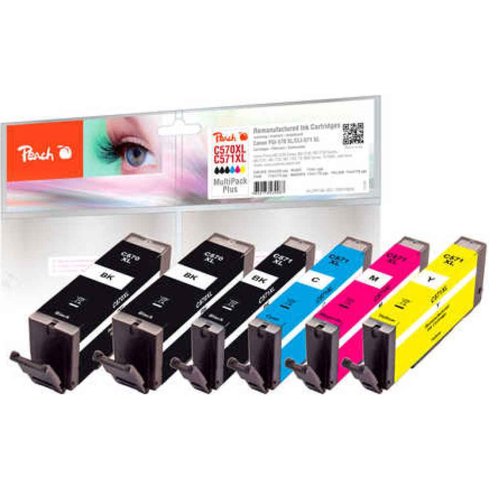 Peach 0F319856 tintes kārtridžs 6 pcs Saderība Melns, Fuksīns, Dzeltens, Tirkīzzils