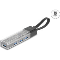 Delock 4 Port USB Hub 5 Gbps with USB Type-A or USB Type-C™ port in transparent housing
