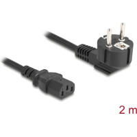 Delock PC power cord earthed plug CEE 7/7 90° angled to C13 female, 2 m, 3 x 1.00 mm² black