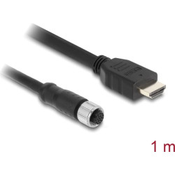 Delock M12 Cable A-coded 17 pin female to HDMI male 1 m black