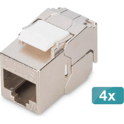 Digitus CAT 6A compact keystone module, shielded, tool-free mounting connection, 4 pcs.