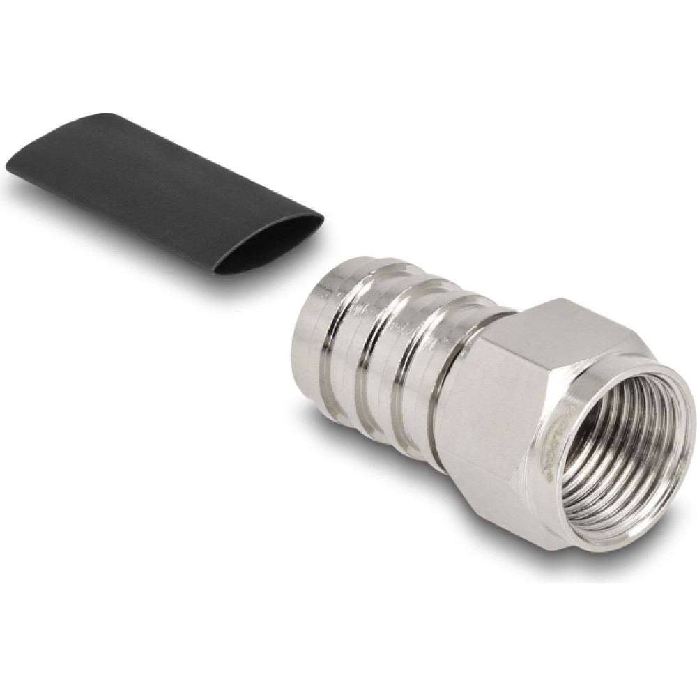 Delock F plug for crimping RG-59 with matching shrink tube