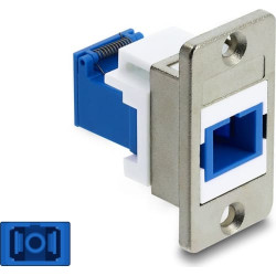 Delock Panel Mount SC Simplex female to SC Simplex female with laser protection flip inside silver / blue / white