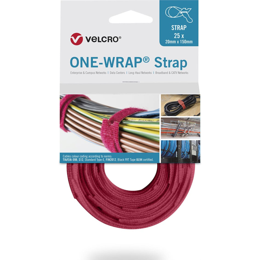 Velcro &reg; One Wrap&reg; Strap 13mm x 200mm, 25 St&uuml;ck, rot