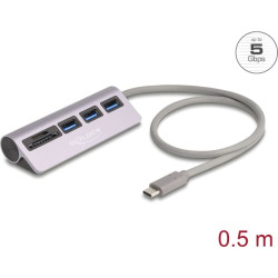 Delock 3 Port USB 5 Gbps Hub including SD and Micro SD Card Reader with USB Type-C™ connector
