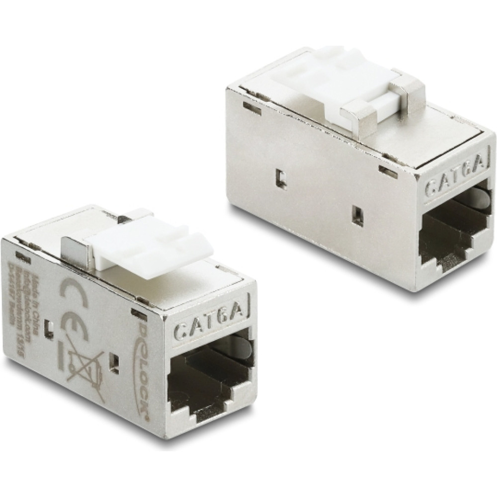 Delock Keystone Module Coupler RJ45 jack to RJ45 jack Cat.6A metal silver / white