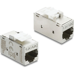 Delock Keystone Module Coupler RJ45 jack to RJ45 jack Cat.6A metal silver / white