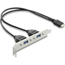 Delock USB Type-E Key B male to 2 x USB 5 Gbps Type-A female with slot bracket connection cable 35.5 cm
